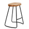 65 Cm Steel Bar Stools With Wooden Seat (Set of 2)