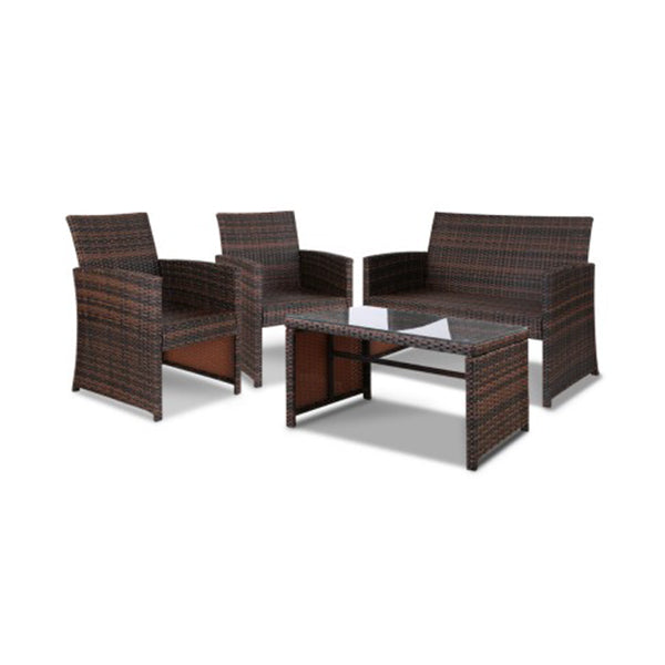 Set of 4 Outdoor Rattan Chairs & Table