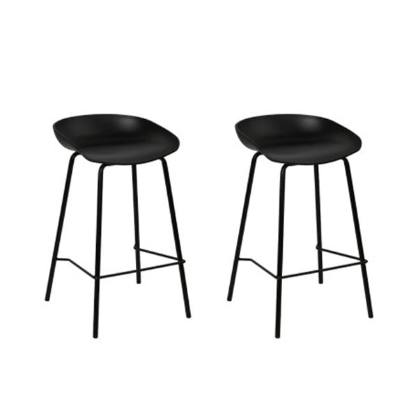 Set Of 2 Metal Bar Stools Black