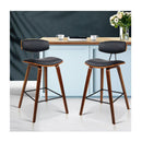 Set of 2 PU Leather Bar Stool with Metal Footrest