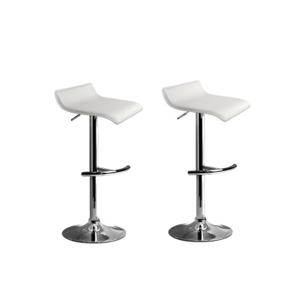 Set of 2 PU Leather Kitchen Bar Stool White