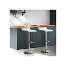 Set of 2 PU Leather Kitchen Bar Stool White