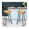 Set of 2 Steel Barstools with Wooden Seat Natural