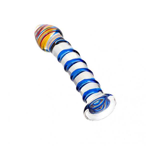 Sexus Glass Dildo Blue Swirls 18Cm