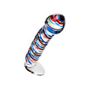 Sexus Glass Dildo Stripes W Base Blue Red 16Cm