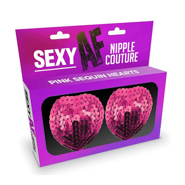 Sexy Af Nipple Couture Pink Hearts Sequin Reuseable Nipple Pasties