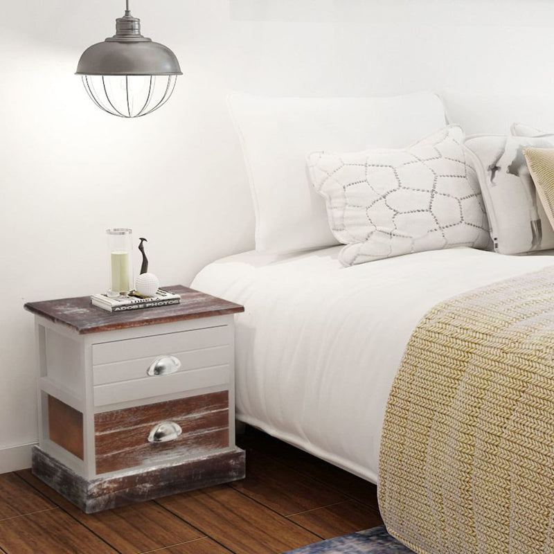 Shabby Chic Bedside Cabinets (2 Pcs) - Brown/White