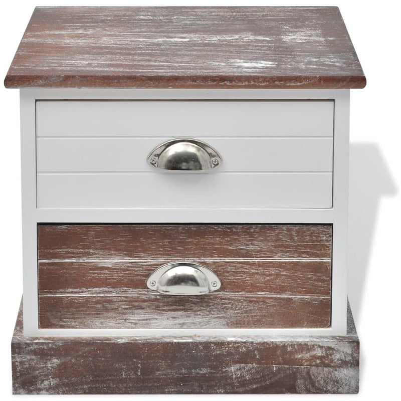 Shabby Chic Bedside Cabinets (2 Pcs) - Brown/White