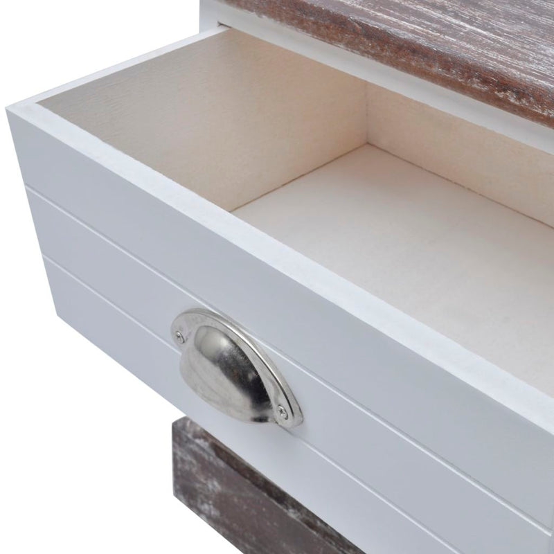Shabby Chic Bedside Cabinets (2 Pcs) - Brown/White