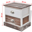 Shabby Chic Bedside Cabinet - Brown/White