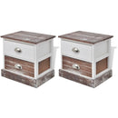 Shabby Chic Bedside Cabinets (2 Pcs) - Brown/White