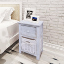 Shabby Chic Bedside Cabinet Wood - White
