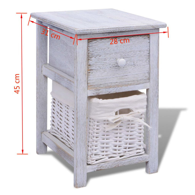 Shabby Chic Bedside Cabinets - White (Set of 2)