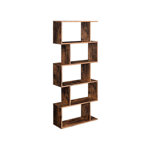 5 Tier Bookshelf Display Shelf And Room Divider Rustic Brown