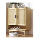 Shoe Cabinet Rattan Shoes Storage Rack Organiser Wooden Cupboard Shelf