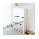 Shoe Cabinet 3 Layer Mirror White