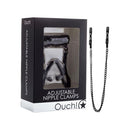 Shots Toys Ouch Adjustable Nipple Clamps With Chain Black