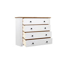 Side Cabinet White 80 X 40 X 73 Cm Pine Panama Range