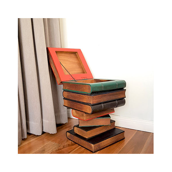 Side Corner Table Raintree Wood Book Stack Design Storage