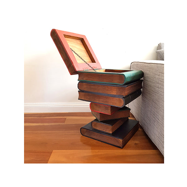 Side Corner Table Raintree Wood Book Stack Design Storage