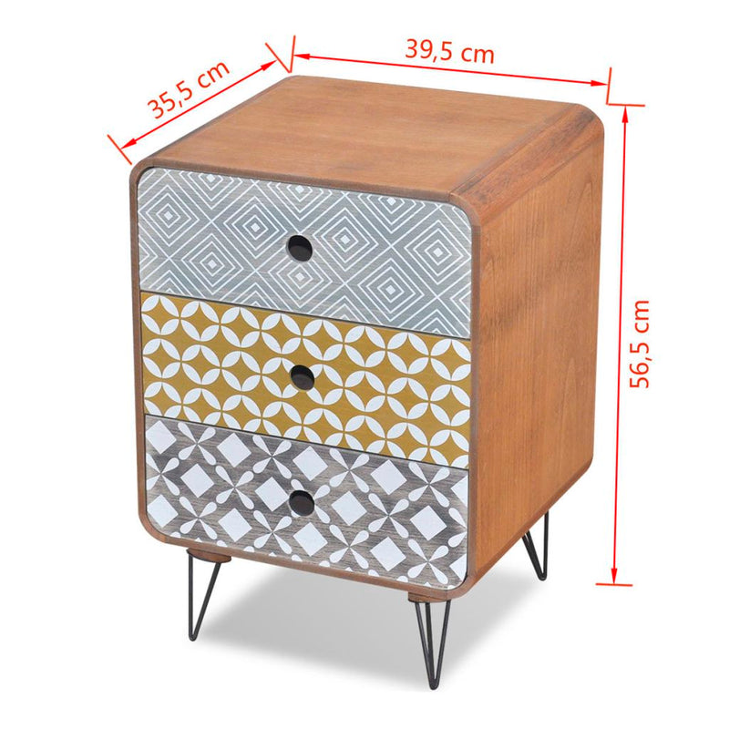 Side Cabinet With 3 Drawers - Brown