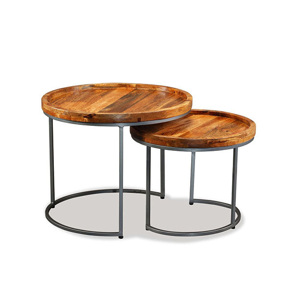 Side Table Set 2 Pieces Solid Mango Wood