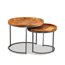 Side Table Set 2 Pieces Solid Mango Wood