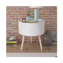 Side Table With Serving Tray Round White