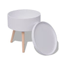 Side Table With Serving Tray Round White