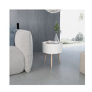 Side Table With Serving Tray Round White