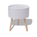 Side Table With Serving Tray Round White