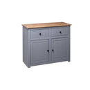 Sideboard Grey 93 X 40 X 80 Cm Solid Pinewood Panama Range