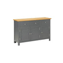 Sideboard Solid Oak Wood Dark Grey