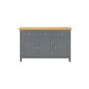 Sideboard Solid Oak Wood Dark Grey