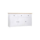 Sideboard White 135X40X80 Cm Solid Pinewood Panama Range