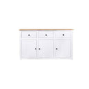Sideboard White 135X40X80 Cm Solid Pinewood Panama Range