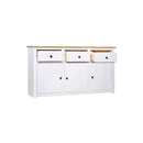 Sideboard White 135X40X80 Cm Solid Pinewood Panama Range