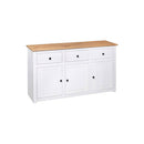 Sideboard White 135X40X80 Cm Solid Pinewood Panama Range