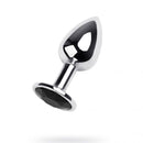 Silver Metal Anal Plug W Black Gem Small