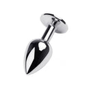 Silver Metal Anal Plug W Black Gem Small