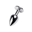 Silver Metal Anal Plug W Red Ruby Gem Small