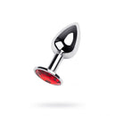Silver Metal Anal Plug W Red Ruby Gem Small