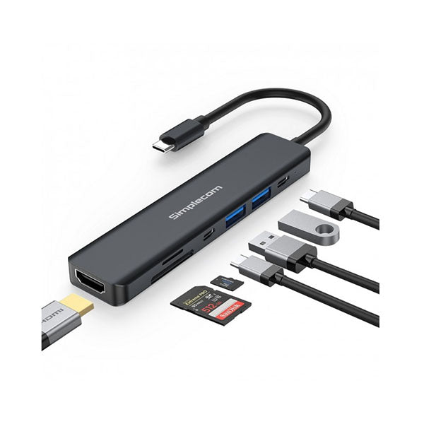 Simplecom Multiport Adapter Hub USB HDMI 4K SD Card Reader