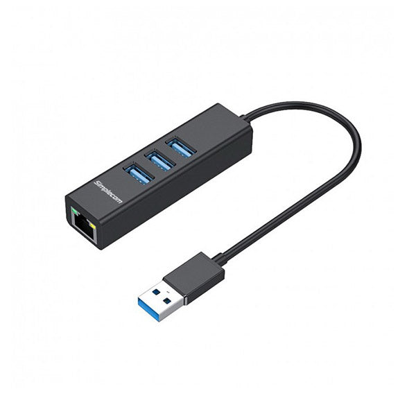 Simplecom Aluminium 3 Port Usb Hub With Gigabit Ethernet Adapter