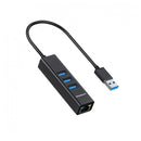 Simplecom Aluminium 3 Port Usb Hub With Gigabit Ethernet Adapter