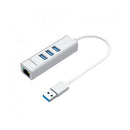 Simplecom Aluminium 3 Port Usb Hub With Gigabit Ethernet Adapter