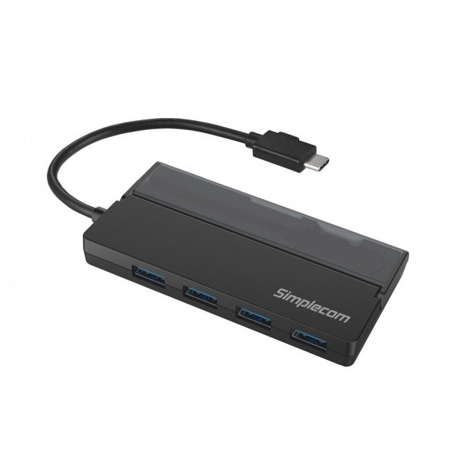 Simplecom Portable Usb C To 4 Port Usb A Hub With Cable Storage