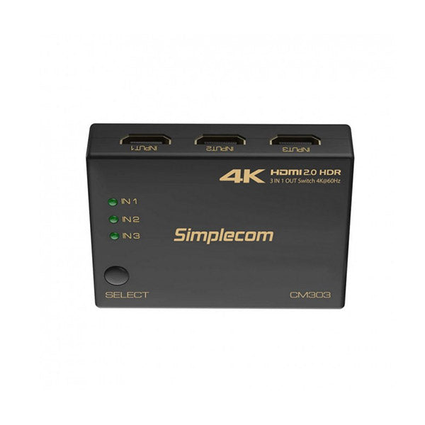 Simplecom Ultra Hd 3 Way Hdmi Switch 3 In 1 Out Splitter