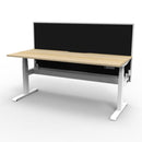 Single Sided Workstation With Screen And Cable Tray Natural Oak White