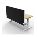 Single Sided Workstation With Screen Natural Oak And White